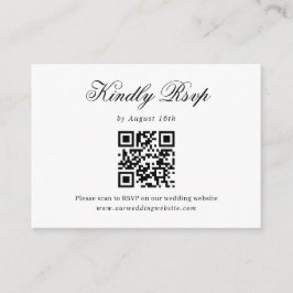Zwart Wit Minimalistisch Script Wedding QR Code RS Informatiekaartje