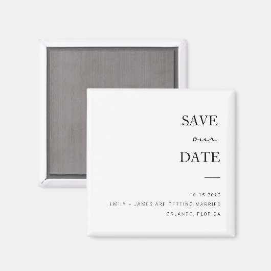 Zwart + wit minimalistisch sparen de Datum Magnet (Voorkant / Achterkant)