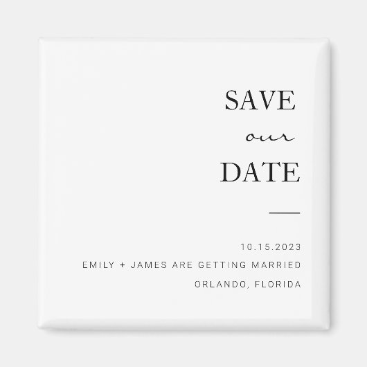 Zwart + wit minimalistisch sparen de Datum Magnet (Voorkant)