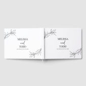 Zwart Wit Minimalistisch Tak Blad Bruiloft Gastenboek (Volledig)