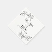 Zwart Wit Minimalistisch Tak Blad Bruiloft Servet (Hoek)