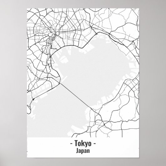 Zwart-wit minimalistisch Tokyo City Poster (Voorkant)