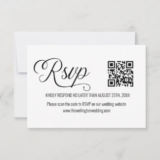 Zwart-wit minimalistisch trouwfeest QR-code RSVP