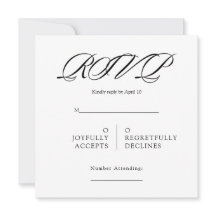 Zwart&Wit Minimalistisch Vierkant Huwelijks RSVP