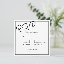 Zwart&Wit Minimalistisch Vierkant Trouw RSVP Kaart