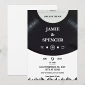 Zwart wit minimalistisch vinylrecord bewaar de dat kaart (Voorkant / Achterkant)