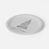 Zwart Wit Minimalistisch Vrolijk Kerstfeest Papieren Bordje (Gekanteld)