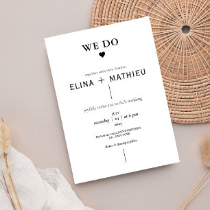 Zwart-wit minimalistisch We doen bruiloft Kaart