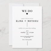 Zwart-wit minimalistisch We doen bruiloft Kaart (Voorkant)