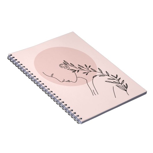 Zwart & Wit Minimalistisch Woman Line Art Poster Notitieboek (Rechterzijde)