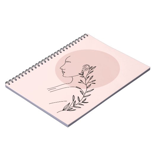 Zwart & Wit Minimalistisch Woman Line Art Poster Notitieboek (Linkerzijde)