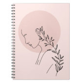 Zwart & Wit Minimalistisch Woman Line Art Poster Notitieboek (Voorkant)