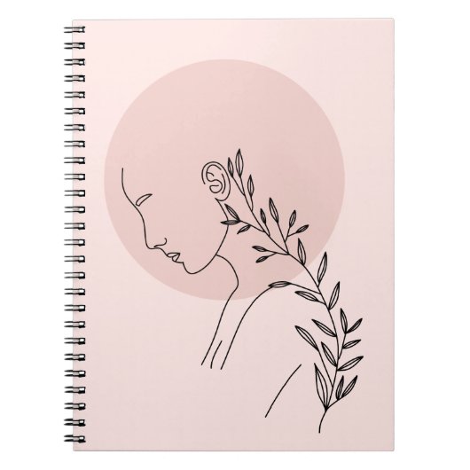 Zwart & Wit Minimalistisch Woman Line Art Poster Notitieboek (Voorkant)