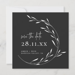 Zwart wit minimalistisch Wreath Square Save the Da Date
