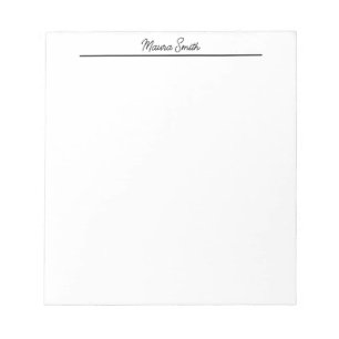 Zwart-wit minimalistische aangepaste naam notitieblok