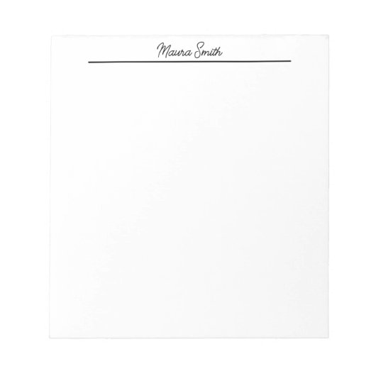 Zwart-wit minimalistische aangepaste naam notitieblok (Voorkant)