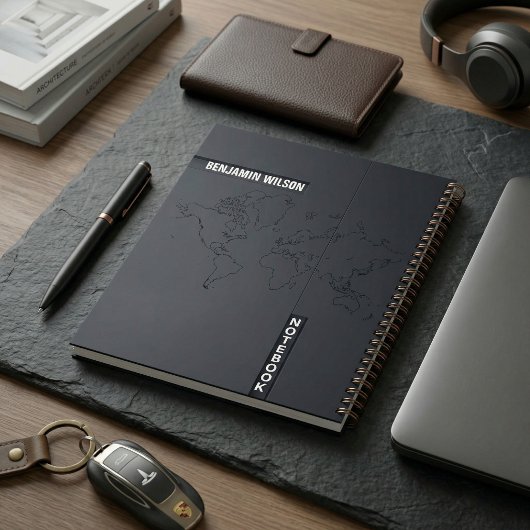 Zwart-wit minimalistische aangepaste naam notitieboek