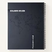 Zwart-wit minimalistische aangepaste naam notitieboek (Achterkant)