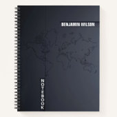 Zwart-wit minimalistische aangepaste naam notitieboek (Voorkant)