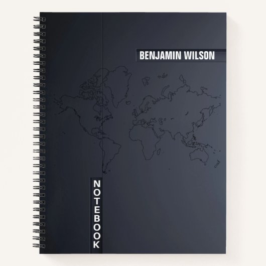 Zwart-wit minimalistische aangepaste naam notitieboek (Voorkant)