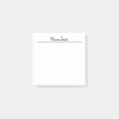 Zwart-wit minimalistische aangepaste naam post-it® notes (Voorkant)