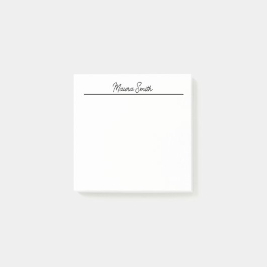 Zwart-wit minimalistische aangepaste naam post-it® notes (Voorkant)
