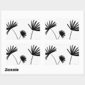 Zwart-wit minimalistische abstracte bloemen rechthoekige sticker (Vel)