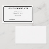 Zwart-wit minimalistische accountantsfinanciering visitekaartje (Voorkant / Achterkant)