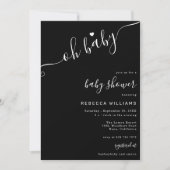 Zwart-wit Minimalistische Baby shower Invitation Kaart (Voorkant)