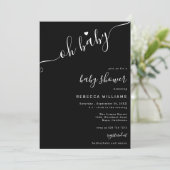 Zwart-wit Minimalistische Baby shower Invitation Kaart (Staand voorkant)