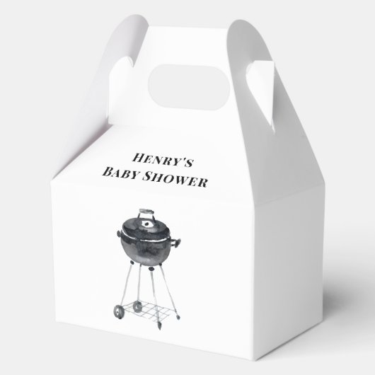 Zwart Wit Minimalistische BBQ Grill Baby shower Bedankdoosjes (Voorkant)