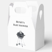 Zwart Wit Minimalistische BBQ Grill Baby shower Bedankdoosjes (Open)