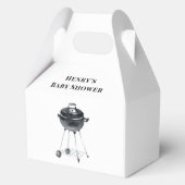 Zwart Wit Minimalistische BBQ Grill Baby shower Bedankdoosjes (Achterkant)