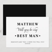 Zwart-wit minimalistische Best Man Proposal Kaart (Voorkant / Achterkant)