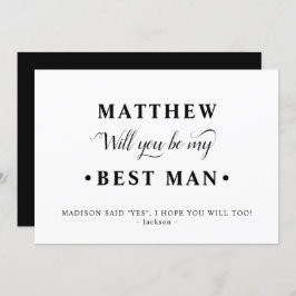 Zwart-wit minimalistische Best Man Proposal Kaart