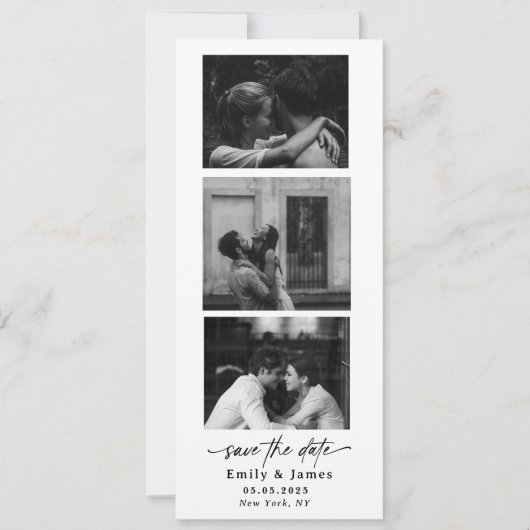 zwart-wit minimalistische bewaar de datum kaart (Voorkant)