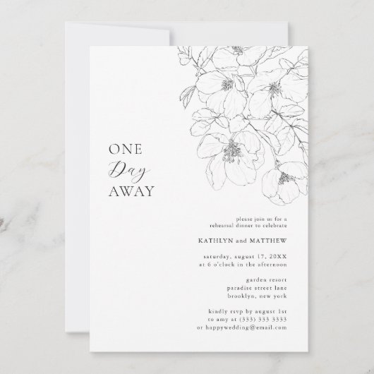 Zwart-wit minimalistische bloemen op een dag afsta kaart (Voorkant)