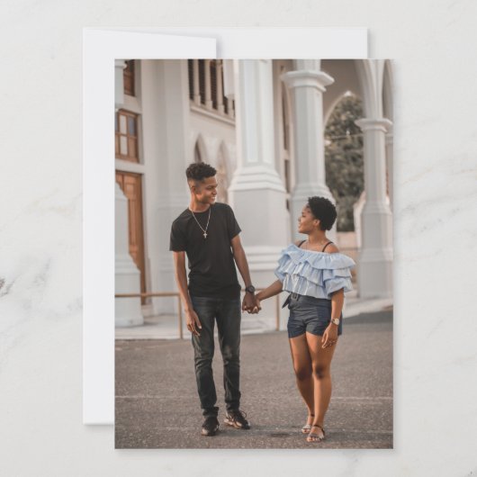 Zwart-wit minimalistische bloemenfoto bruiloft save the date (Achterkant)