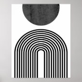 Zwart-wit minimalistische boog en cirkel Abstract Poster (Voorkant)