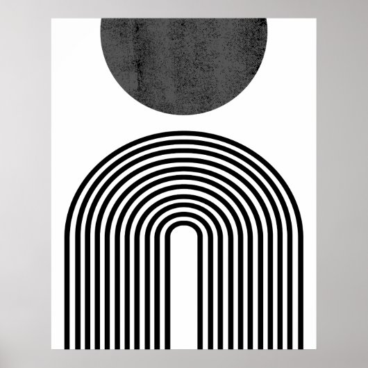 Zwart-wit minimalistische boog en cirkel Abstract Poster (Voorkant)