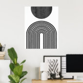 Zwart-wit minimalistische boog en cirkel Abstract Poster (Thuiskantoor)