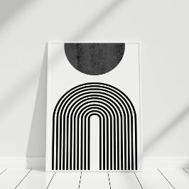 Zwart-wit minimalistische boog en cirkel Abstract Poster