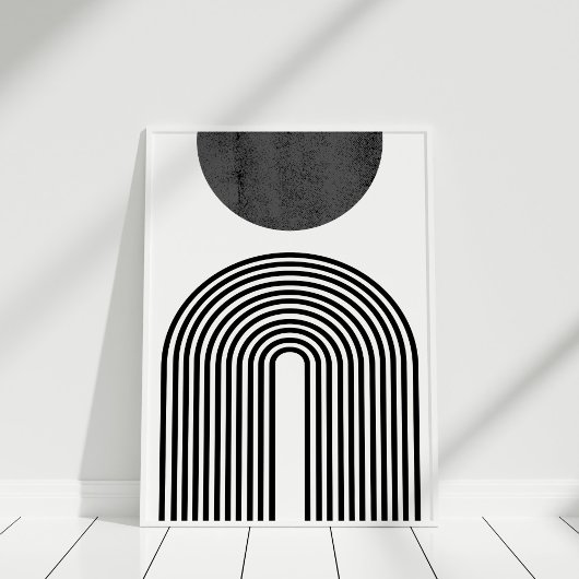 Zwart-wit minimalistische boog en cirkel Abstract Poster