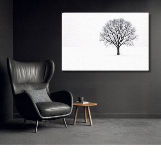 Zwart-Wit Minimalistische Boom Kunst Canvas Afdruk
