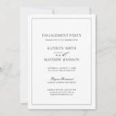 Zwart-wit minimalistische Border Engagement Party Kaart (Voorkant)