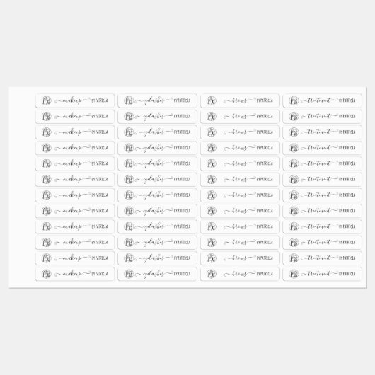 Zwart wit minimalistische branding logo Make-up Labels (Vel)