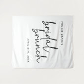 Zwart-wit minimalistische bruids brunch achtergron wandkleed (Voorkant (horizontaal))