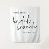 Zwart-wit minimalistische bruids brunch achtergron wandkleed (Voorkant)