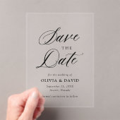 Zwart-wit minimalistische bruiloft Bewaar de datum Acryl Uitnodigingen (Insitu (Draagbaar))