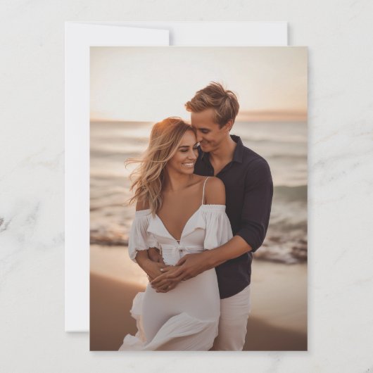 Zwart-wit minimalistische bruiloft Bewaar de datum Kaart (Achterkant)